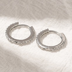 Boucles d'oreilles créoles en laiton plaqué micro pavé de zircons cubiques&nbsp;EJEW-H143-15P-01