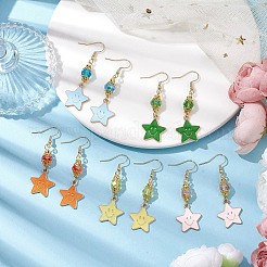 Серьги-подвески из нержавеющей стали 304 со стеклянными подвесками&nbsp;EJEW-JE05848