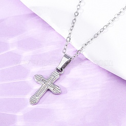 Colliers pendentifs croix en acier inoxydable 304&nbsp;NJEW-H059-10P