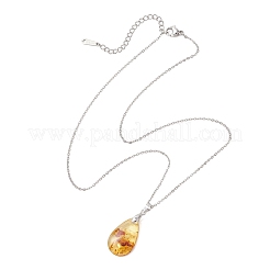 Pendentif en ambre naturel en forme de larme&nbsp;NJEW-JN05983-02