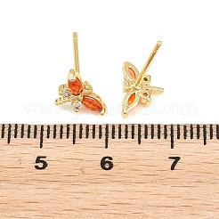 Aretes de latón con micro pavé de circonio cúbico para mujer&nbsp;KK-A305-08G