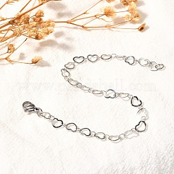 Устойчивые к потускнению 304 браслеты из нержавеющей стали в форме сердца&nbsp;LS-BJEW-N280-04