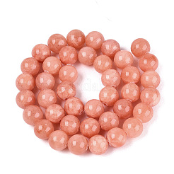 Chapelets de perles de pierres en jade jaune teinte&nbsp;G-R271-10mm-Y31