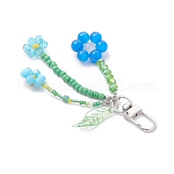Décorations suspendues en forme de fleur en œil de chat et perles de verre&nbsp;HJEW-TA00383-03