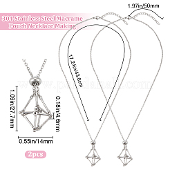 2 шт. ожерелье-мешок из нержавеющей стали 304 для изготовления самородков драгоценных камней&nbsp;NJEW-BBC0001-23