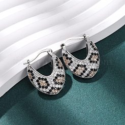 Серьги-кольца v-образной формы с микропаве из кубического циркония из латуни&nbsp;EJEW-H165-06P