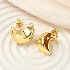 Серьги-гвоздики из латуни в форме луны&nbsp;EJEW-F389-12G