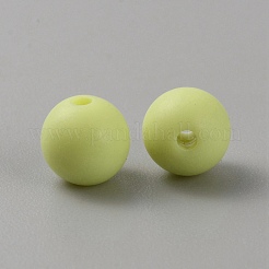 Perles rondes givrées en acrylique&nbsp;FACR-WH0001-06A-07