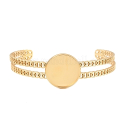 Bases de bracelets manchettes vierges en acier inoxydable 304 avec plateau rond plat&nbsp;SA-CBA82C8-05C-G