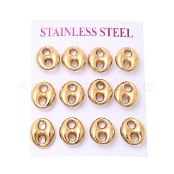 6 paire de boucles d'oreilles à tige en acier inoxydable 304&nbsp;EJEW-P340-02G