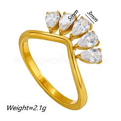 Fingerringe aus 304 Edelstahl und Zirkonia für Damen&nbsp;WG882F8-01