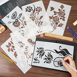 6 шт. 6 стиля цветочная тематика питомец пластиковый выдолбленный рисунок трафареты шаблоны&nbsp;DIY-WH20009-46