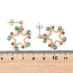Boucles d'oreilles pendantes en laiton et verre&nbsp;EJEW-TA00824