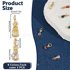 27 pièces 9 couleurs en laiton micro pavé breloques en zircone cubique&nbsp;ZIRC-DR0001-05