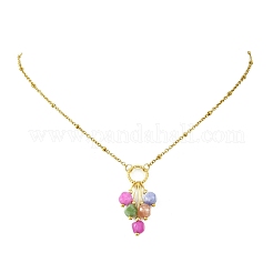 Collana da donna con ciondolo a nappa e perline di tormalina multicolore naturale a forma di dado&nbsp;NJEW-JN06450-01