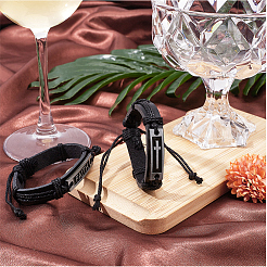 2шт 2 стиля сплав прямоугольник с крестом и словом веры браслет&nbsp;BJEW-CL0001-23