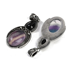 Подвески из натурального цветного флюорита и обсидиана&nbsp;G-I370-08AS-03