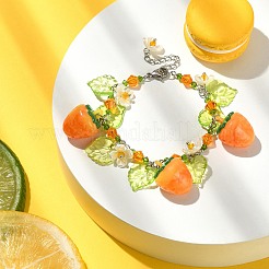 Braccialetto con ciondolo a forma di fiore in vetro&nbsp;BJEW-JB09435-02