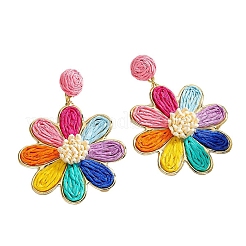 Серьги-гвоздики из цветочного сплава из рафии&nbsp;FS-WGFD46F-08