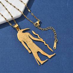 201 подвеска из нержавеющей стали с изображением древнеегипетского бога Анубиса&nbsp;NJEW-D318-06G