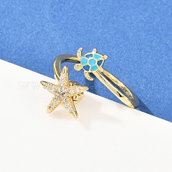 Вращающиеся латунные кольца с микропаве из кубических цирконий для женщин&nbsp;LS-RJEW-K305-02G