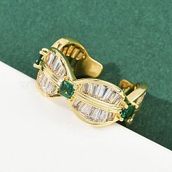 Латунные микро проложить манжеты кольца кубического циркония&nbsp;RJEW-D326-02G