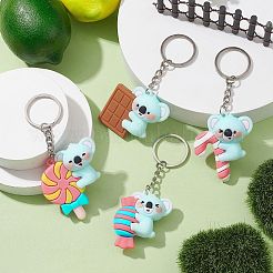 4 pièces 4 styles dessin animé bonbons koala pvc porte-clés en plastique&nbsp;KEYC-JKC00668-S