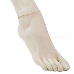 Браслеты на ногу из латунной цепочки с панцирным плетением и цепочкой-скрепкой с подвесками в виде сердечек на концах из нержавеющей стали 201&nbsp;AJEW-AN00762