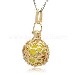 Золотой тон латунь полые круглые подвески&nbsp;KK-J226-01G