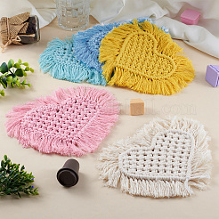 5 шт. 5-х цветные хлопковые коврики для чашек в технике макраме&nbsp;AJEW-MB0001-03