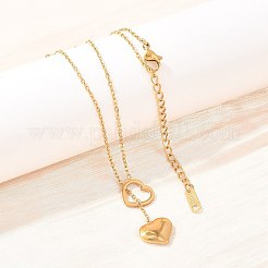 Ожерелья-лариаты с подвеской в форме сердца из нержавеющей стали 304 для женщин&nbsp;NJEW-A064-05G