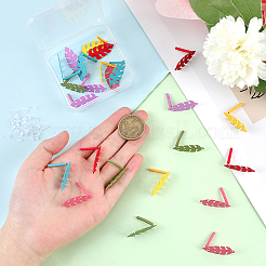 24 шт. 6-цветная фурнитура для сережек-гвоздиков в виде железных листьев&nbsp;IFIN-PH0001-99