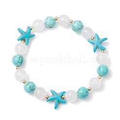 Браслеты из синтетической бирюзы и натурального кварцевого кристалла с бусинами для женщин&nbsp;BJEW-TA00629