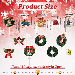 20 stücke 10 arten weihnachten thema kunststoff kuchen einsatz karte dekoration&nbsp;AJEW-SC0003-54A