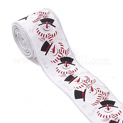 Ruban d'emballage en lin imitation polyester sur le thème de noël&nbsp;SRIB-P020-01B