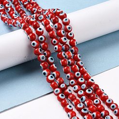 Handgefertigte Murano bösen Blick runde Perle Stränge&nbsp;X-LAMP-L055-6mm-19