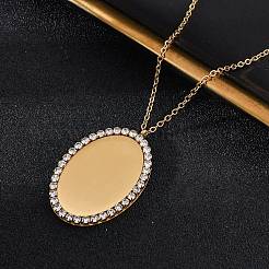 Ожерелья с подвесками из нержавеющей стали 304 с микропаве из кубического циркония для женщин&nbsp;NJEW-Z065-08G-03