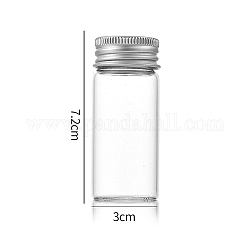 Bottiglie di vetro trasparente contenitori di perline, tubi per la conservazione delle perle con tappo a vite e tappo in alluminio, colonna, argento, 3x7cm, capacità: 30 ml (1.01 fl. oz)