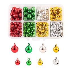 Christmas Theme Vacuum Plating Brass Bell Charms, Mixed Color, 325Pcs/Box