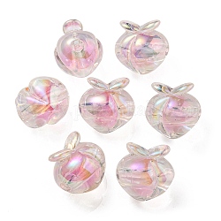 Cuentas de acrílico iridiscente arcoíris chapadas en uv, cuenta de dos tonos en cuenta, melocotón, rosa perla, 18x17.5x16mm, agujero: 3.5 mm