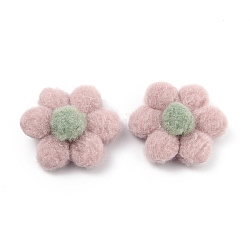 Accessoires en peluche, avec une fleur à six pétales, pour les gants de laine de bricolage et les accessoires pour cheveux, rose, 5.6x5.2x1 cm