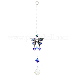 K9 decorazioni pendenti grandi in cristallo, acchiappasole appesi, con gancio in metallo, farfalla con malocchio, blu, 440~490x68mm