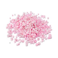 Perline semi di vetro, stile misto, forme misto, rosa caldo, 1~7x2~4mm, Foro: 0.7~1 mm