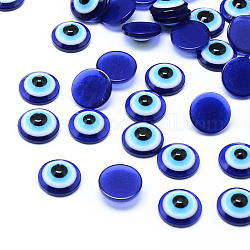 Cabochons de la resina de mal de ojo, medio redondo / cúpula, azul, 12x4.5mm