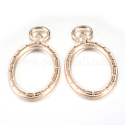 Rack Plating Alloy Open Back Bezel Big Pendants, For DIY UV Resin, Epoxy Resin, Pressed Flower Jewelry, Cadmium Free & Nickel Free & Lead Free, Oval, Golden, Tray: 24x33mm
, 53x31x3mm, Hole: 9x3mm