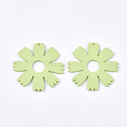 Spruzzare pendenti acrilici dipinti, stile gommato, fiore, verde chiaro, 49x48x2.5mm, Foro: 1 mm