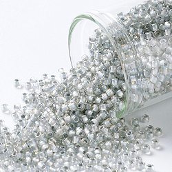 Toho perline rotonde, perline giapponesi, (261) interno colore ab cristallo / grigio foderato, 11/0, 2.2mm, Foro: 0.8 mm, circa 1110pcs/10g