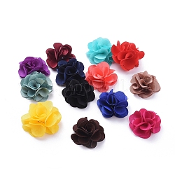 Handmade Polyester Woven Costume Accessories, Flower, Mixed Color, 32.5x15mm