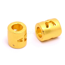 Perle di lettera in lega, colonna, colore oro opaco, letter.a, 6.5x6mm, Foro: 3 mm