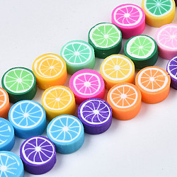 Ручной полимерные нити глины шарик, лимон, разноцветные, 9~10x4~5 мм, отверстие : 1.6 мм, около 40 шт / нитка, 14.96 дюйм ~ 15.35 дюйма (38~39 см)